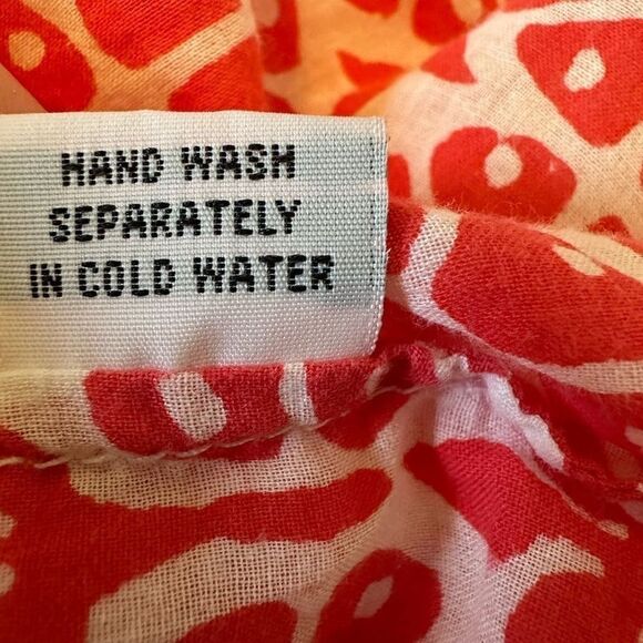 ROBERTA ROLLER RABBIT Women’s Shirred Detail Popover Top Orange/White Size Small - Picture 12 of 14